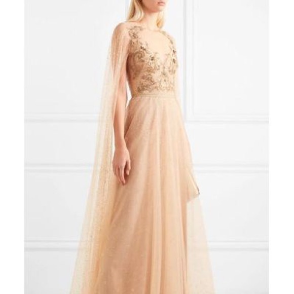 Marchesa Notte Embellished Glittered Tulle Gown-Blush Sz 16 - Picture 8 of 9